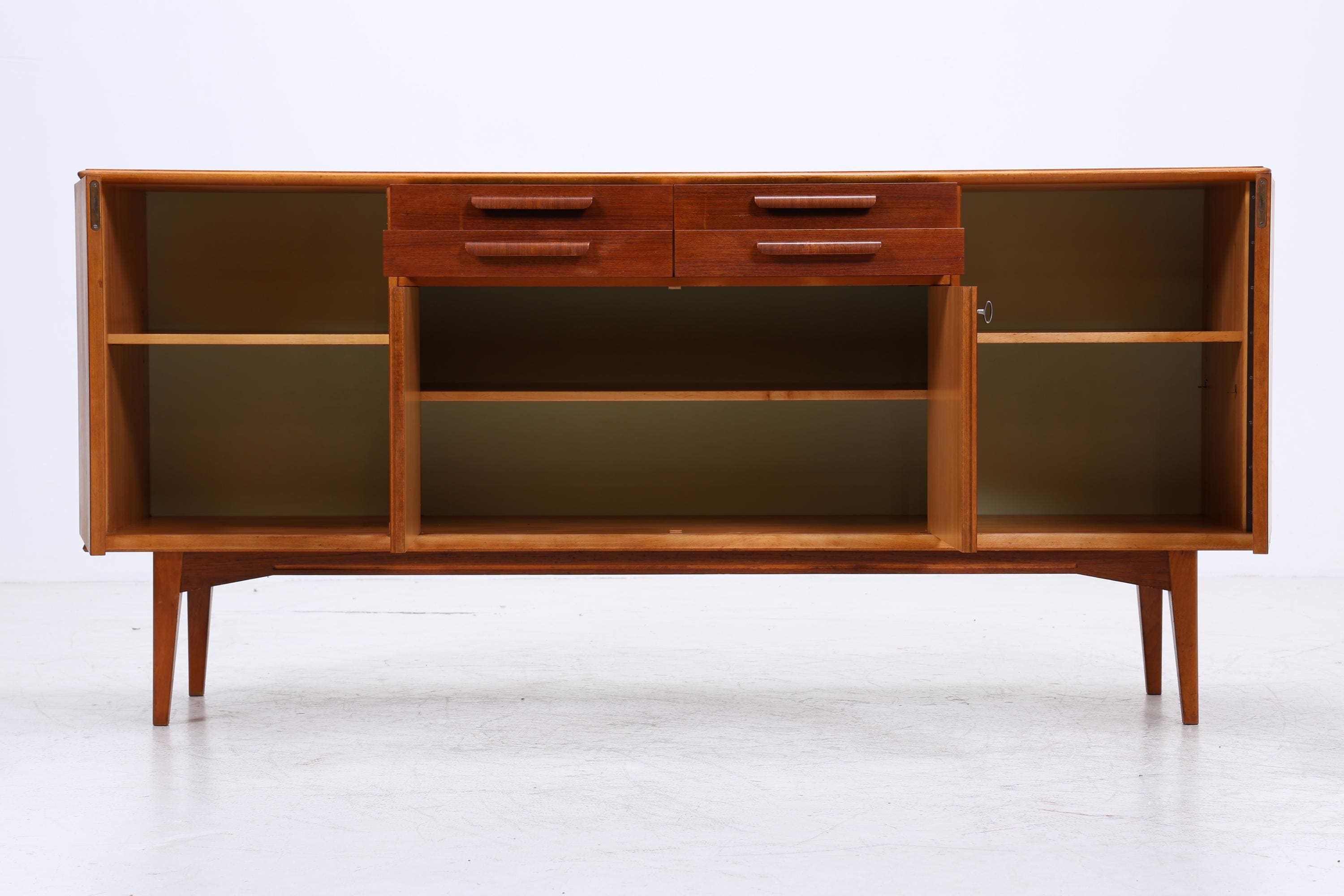 Vintage Sideboard 60er Jahre | Mid Century TV Board mit Schubladen & Fächern Retro Holz Aufbewahrung Anrichte