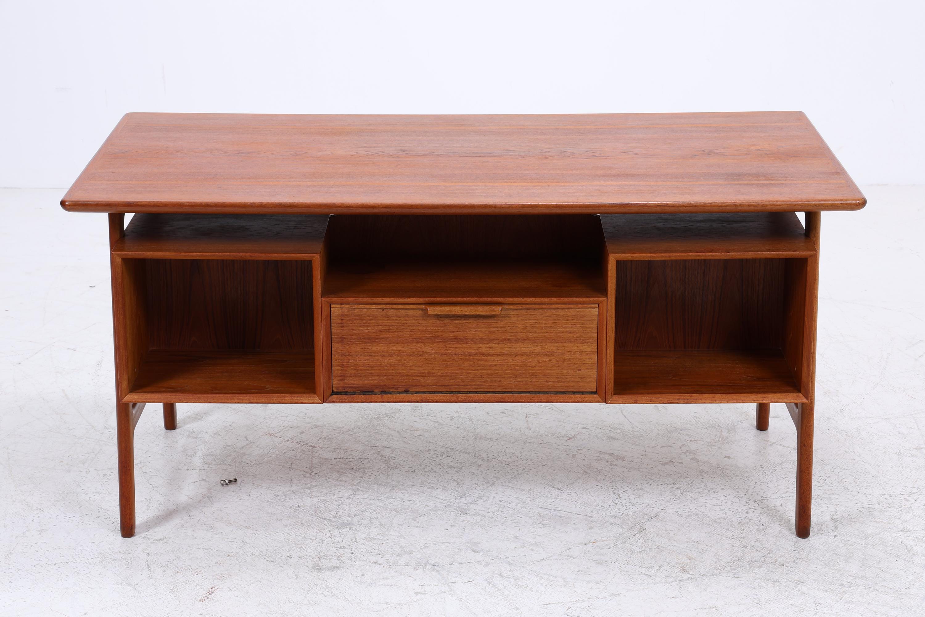 Vintage Teak Schreibtisch von Gunni Omann für Omann Jun "Modell 75" | Mid-Century freistehender Büro Tisch Danish Design