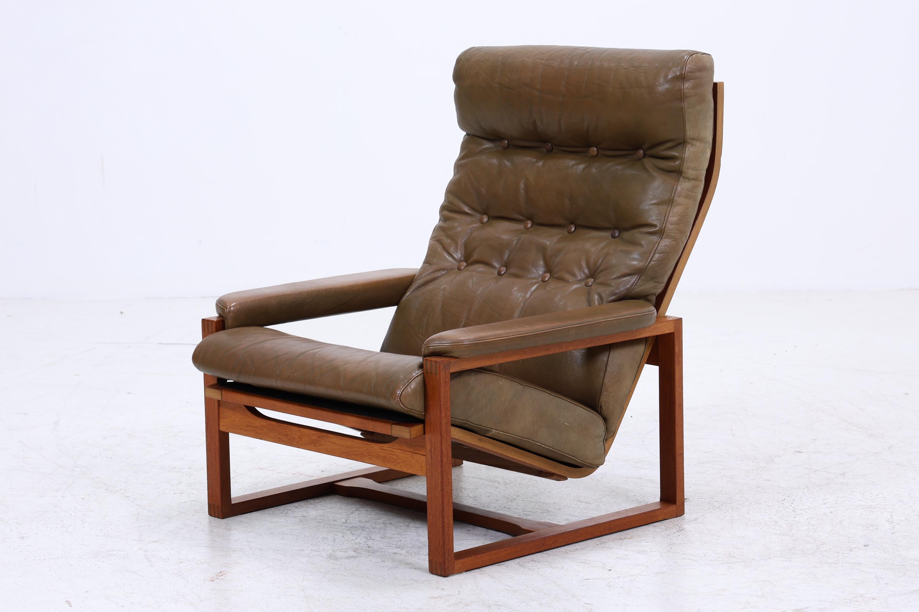 Vintage Teak Leder Sessel Jydsk Møbelværk Denmark | Mid Century Danish Lounge Chair