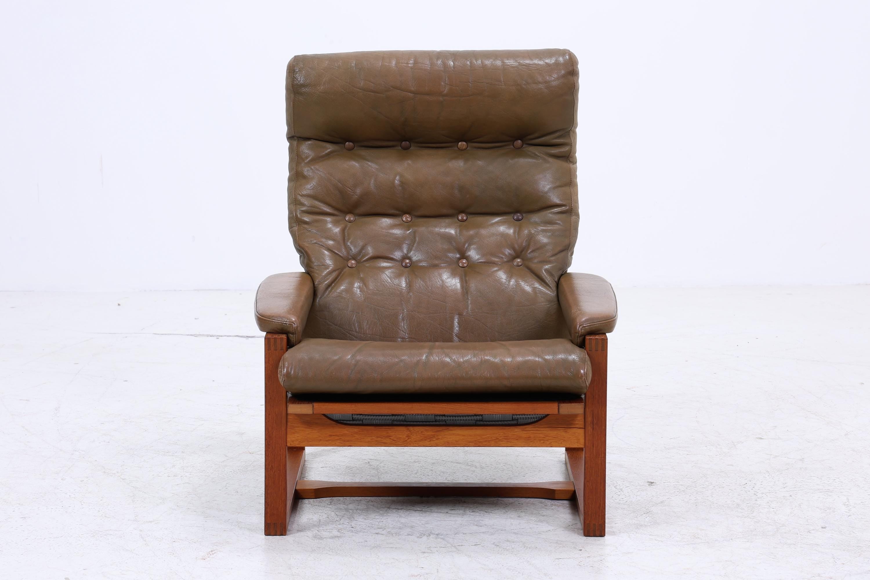Vintage Teak Leder Sessel Jydsk Møbelværk Denmark | Mid Century Danish Lounge Chair