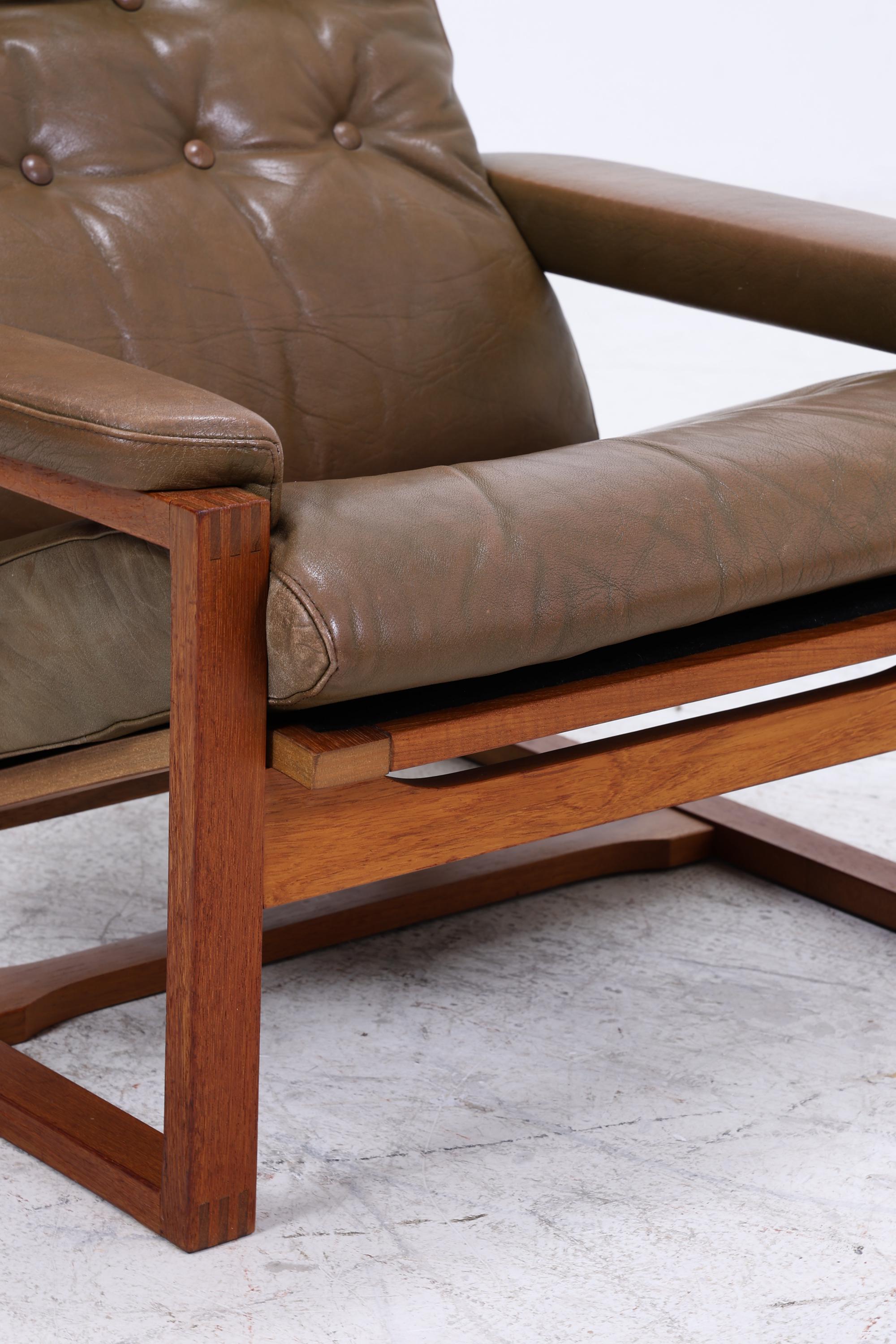 Vintage Teak Leder Sessel Jydsk Møbelværk Denmark | Mid Century Danish Lounge Chair