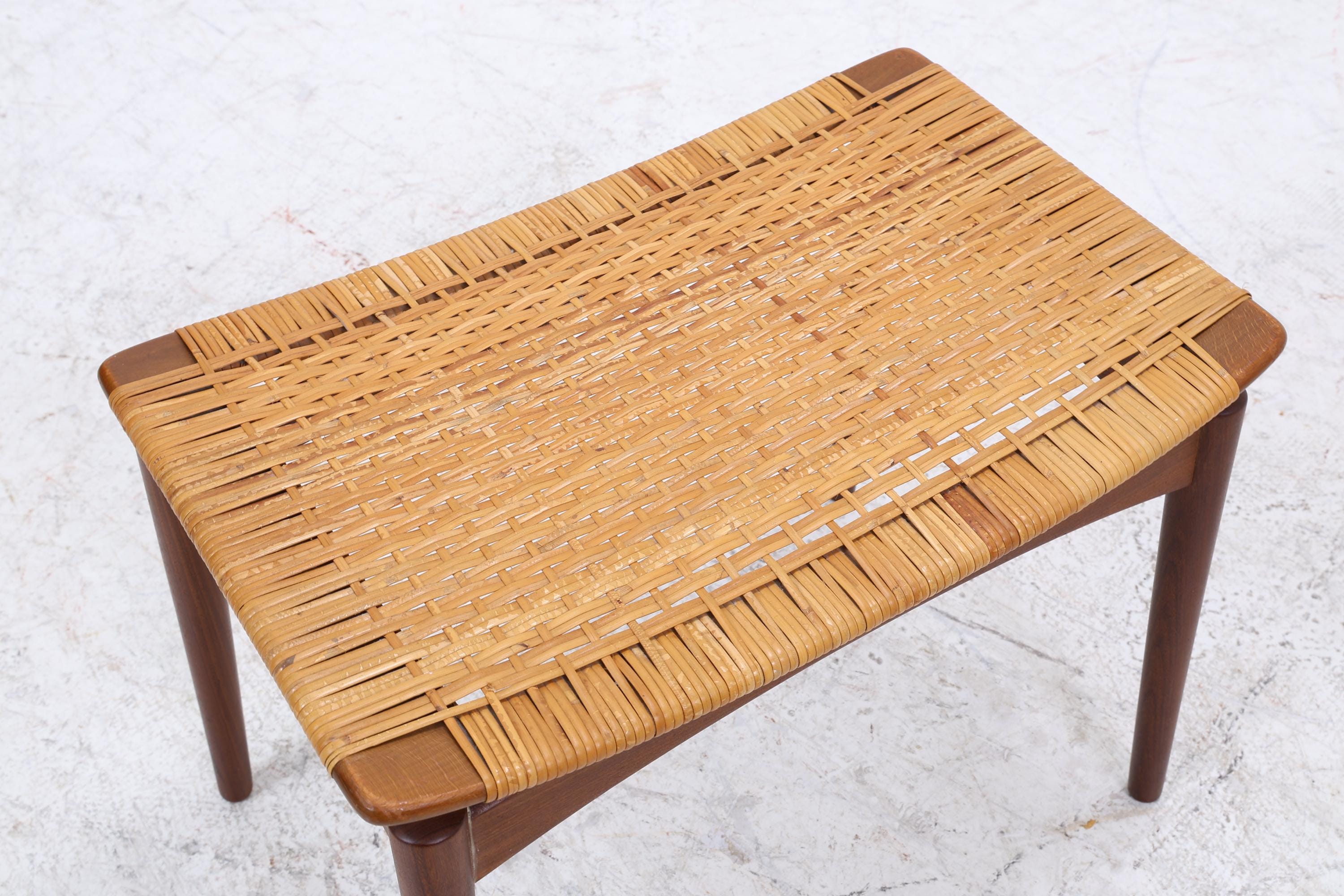 1v2 Vintage Teak Hocker von Sigfrid Omann | Mid-Century Sitzhocker Ølholm Danish Design