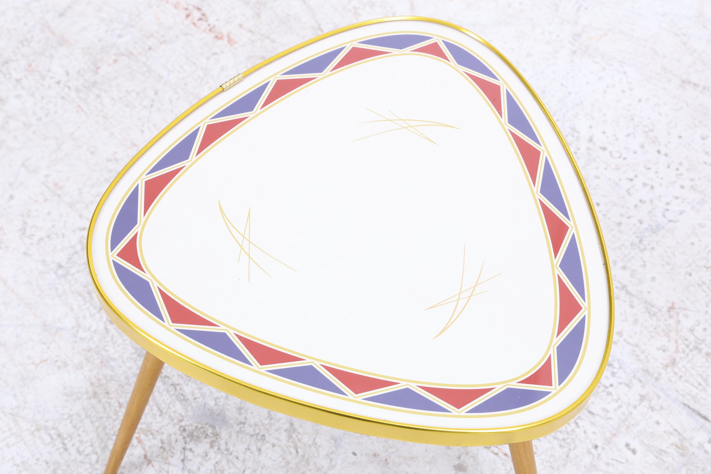 Vintage Blumentisch | Mid Century Nierentisch | Beistelltisch gemustert 60er Jahre