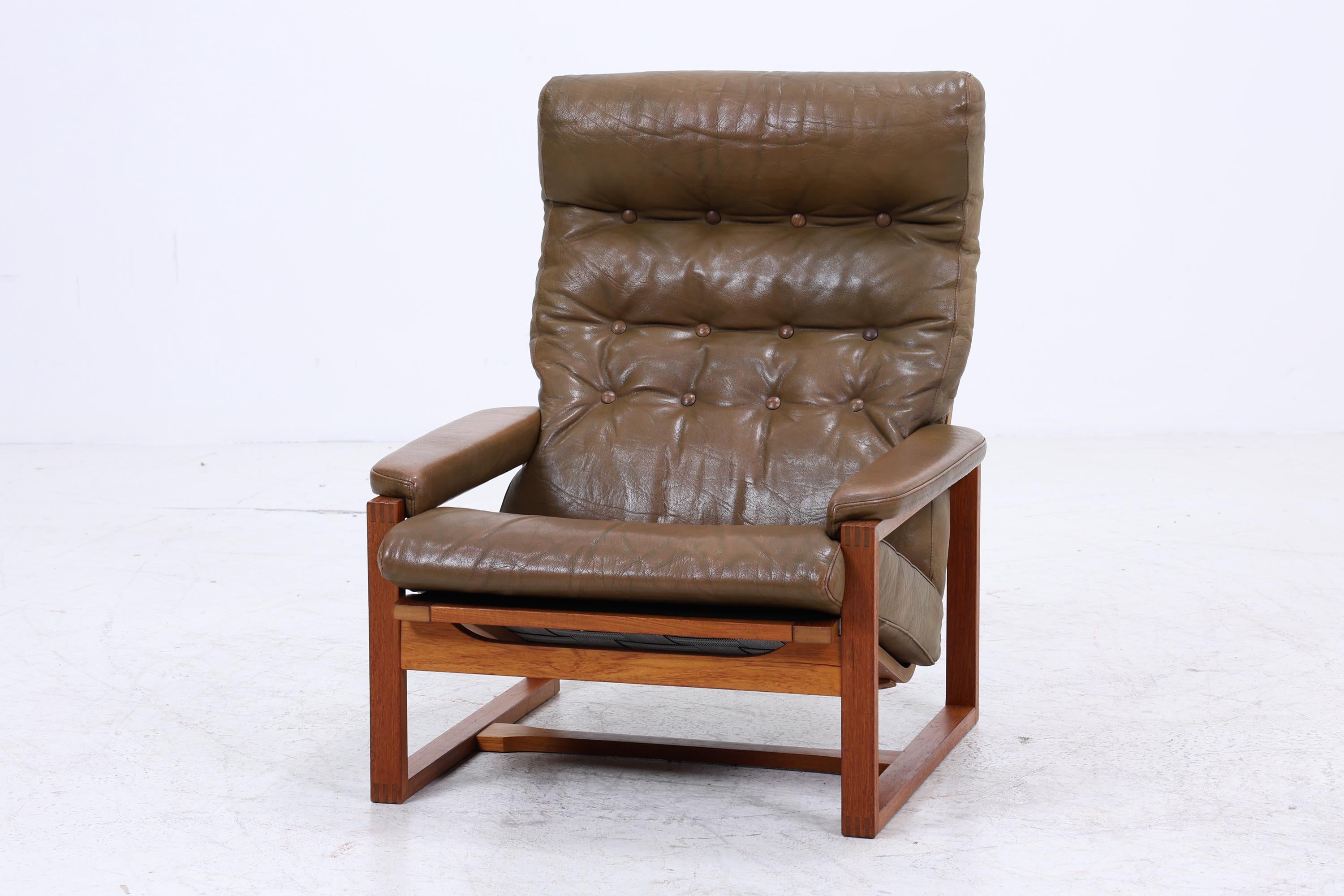 Vintage Teak Leder Sessel Jydsk Møbelværk Denmark | Mid Century Danish Lounge Chair