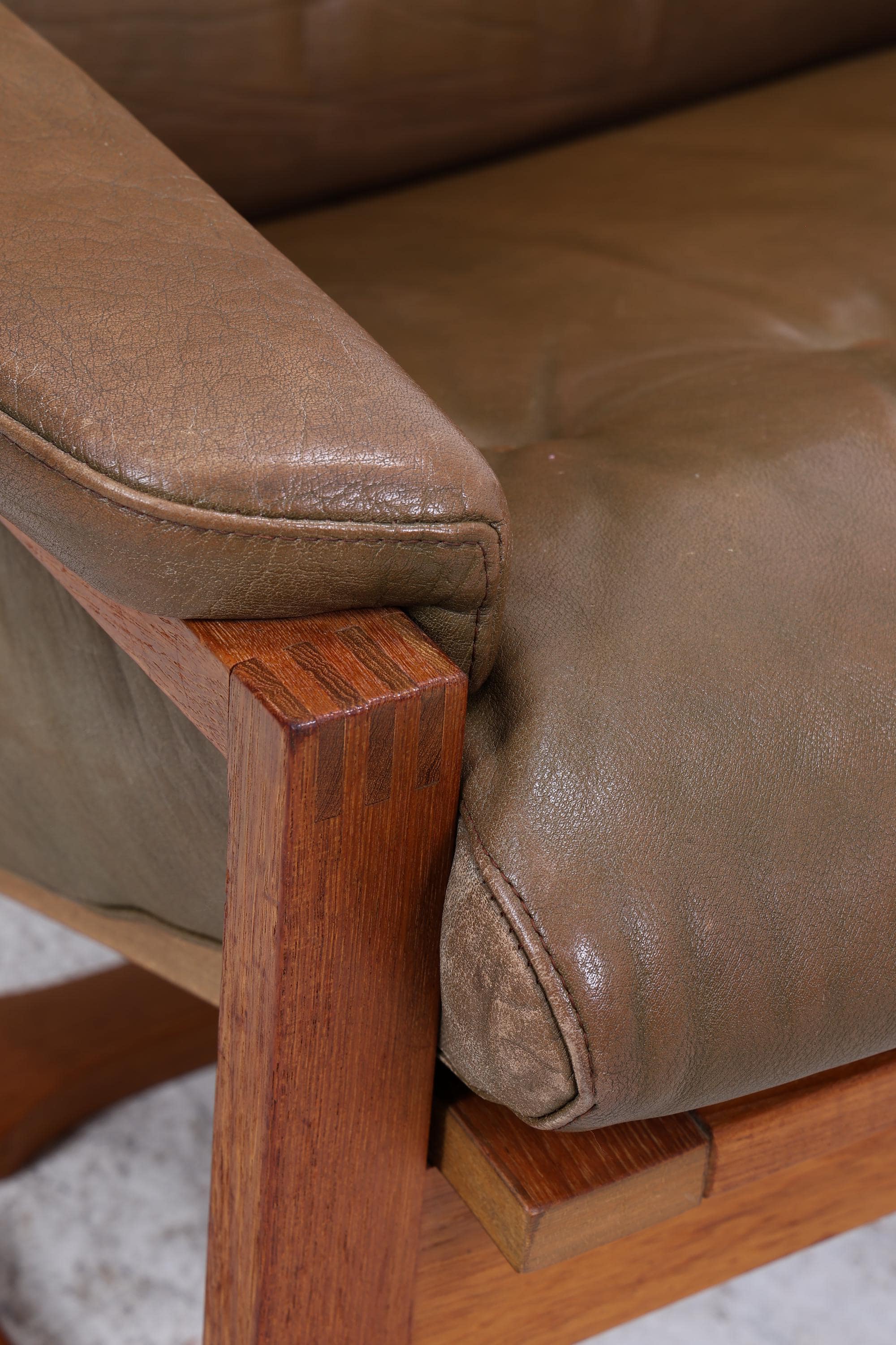 Vintage Teak Leder Sessel Jydsk Møbelværk Denmark | Mid Century Danish Lounge Chair