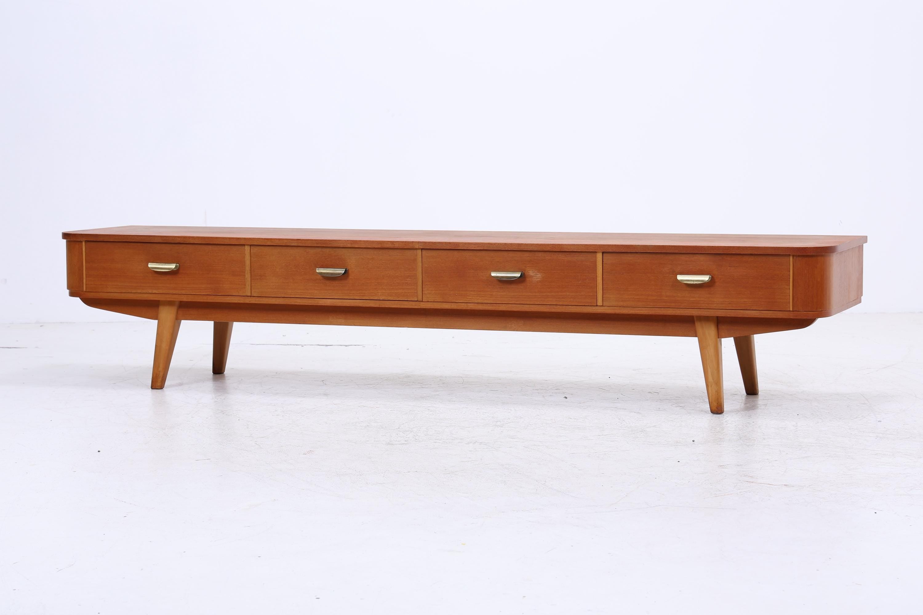 Vintage Lowboard 60er Jahre | Mid Century Sideboard mit Schubladen Retro Holz Aufbewahrung