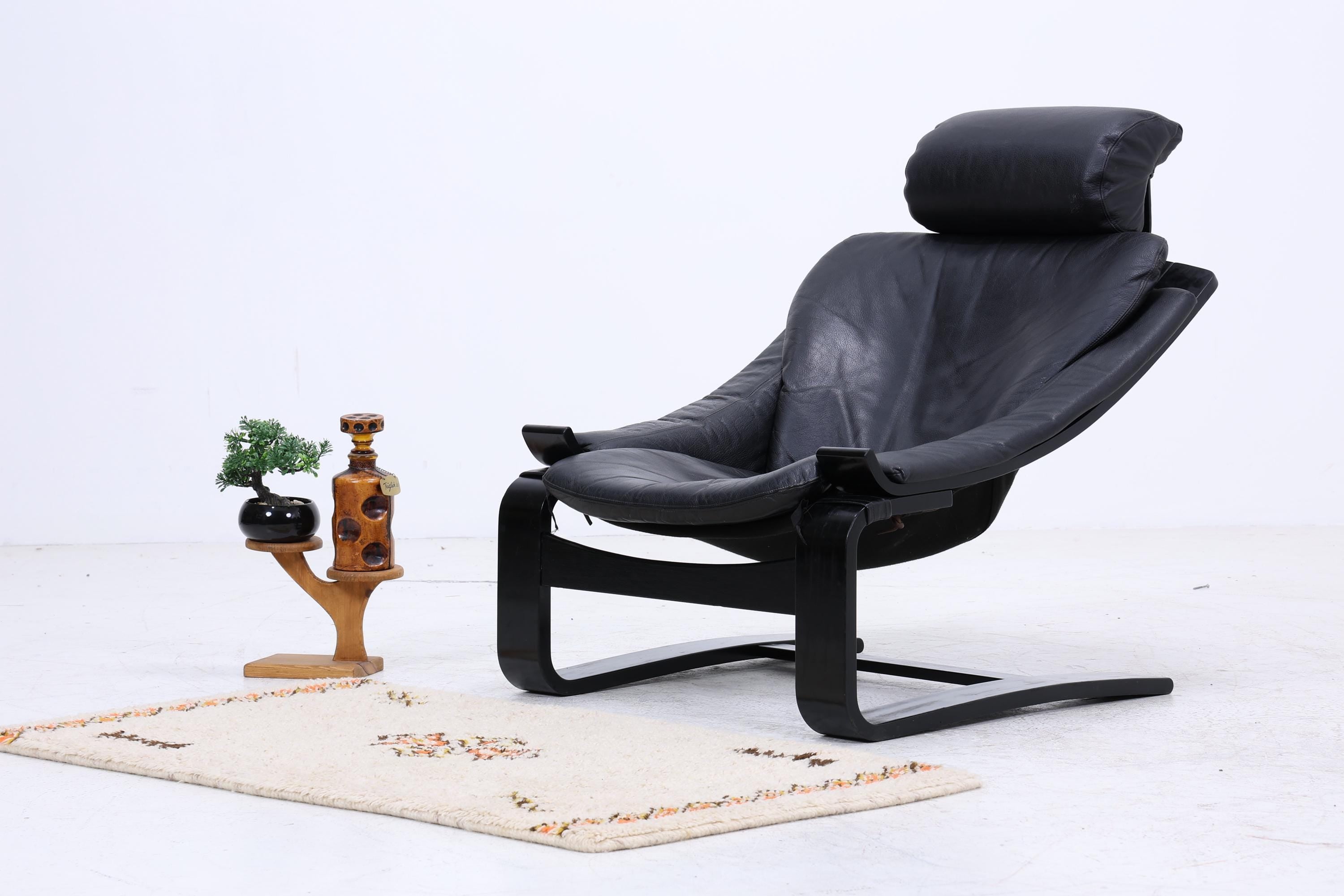 Åke Fribytter Kroken Ledersessel für Nelo | Mid Century Scandinavian Design 1970er