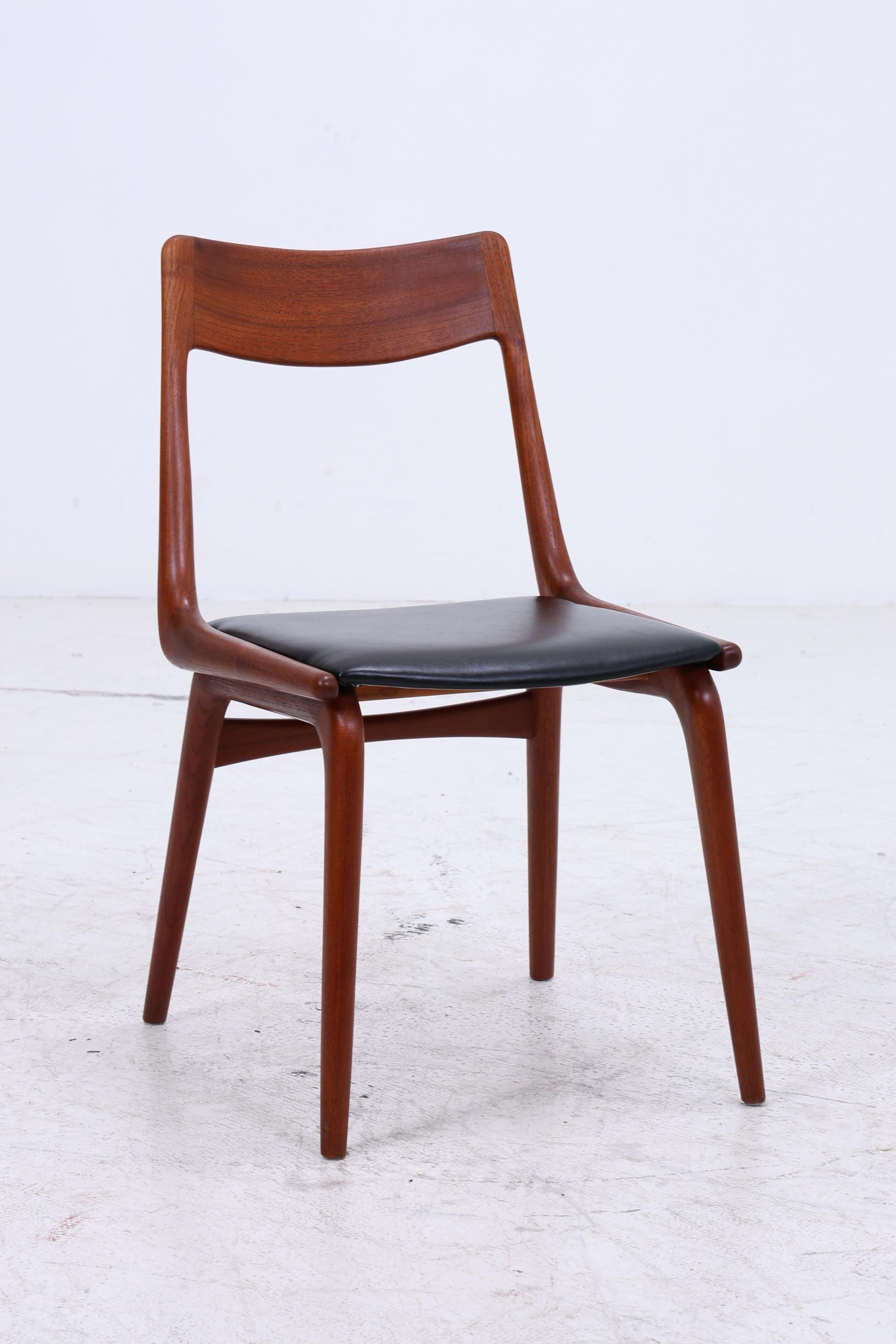 4er Set Modell 370 Boomerang Stühle aus Teak von Alfred Christensen für Slagelse | Mid Century Danish Design Stuhl
