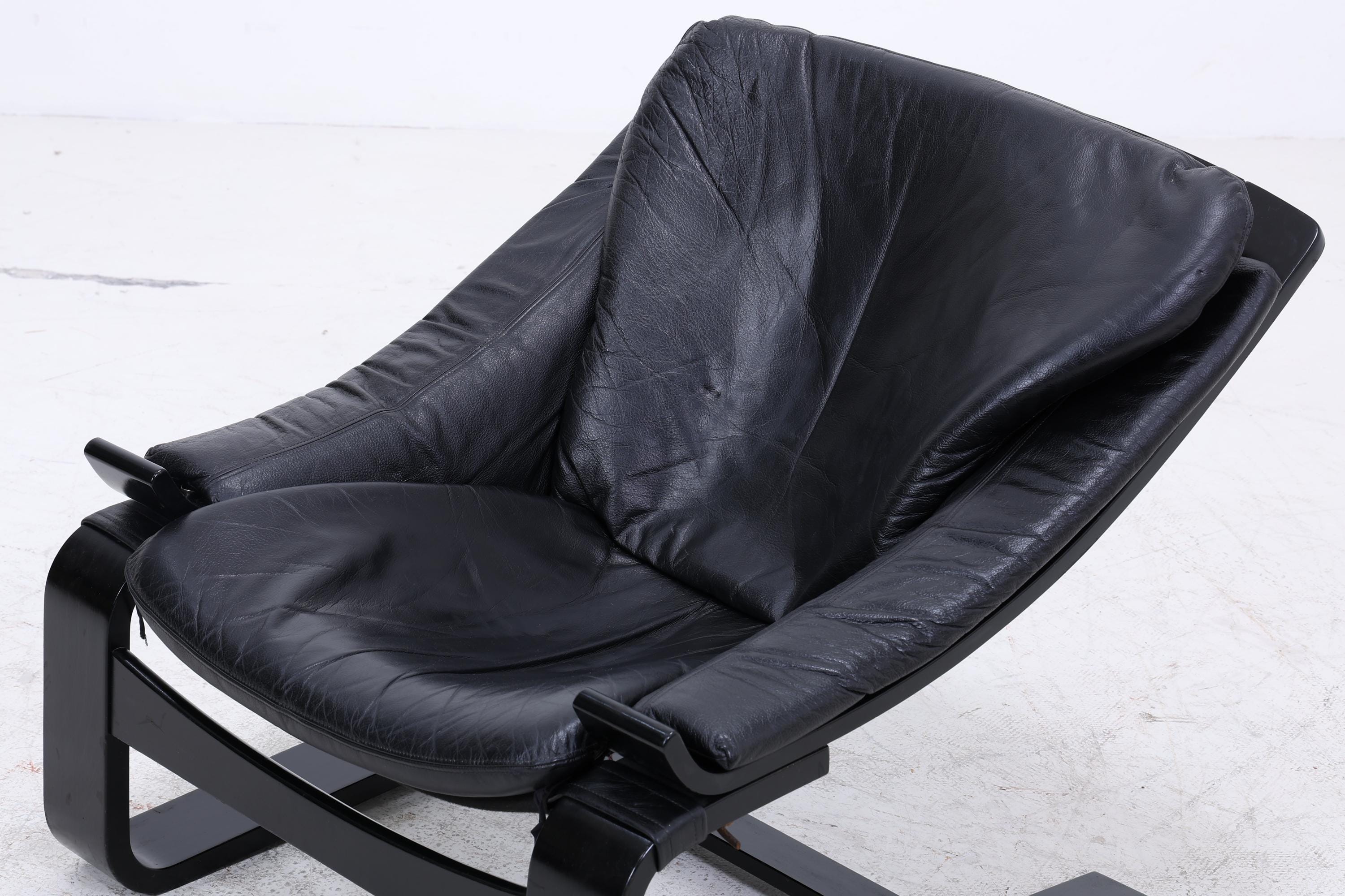 Åke Fribytter Kroken Ledersessel für Nelo | Mid Century Scandinavian Design 1970er
