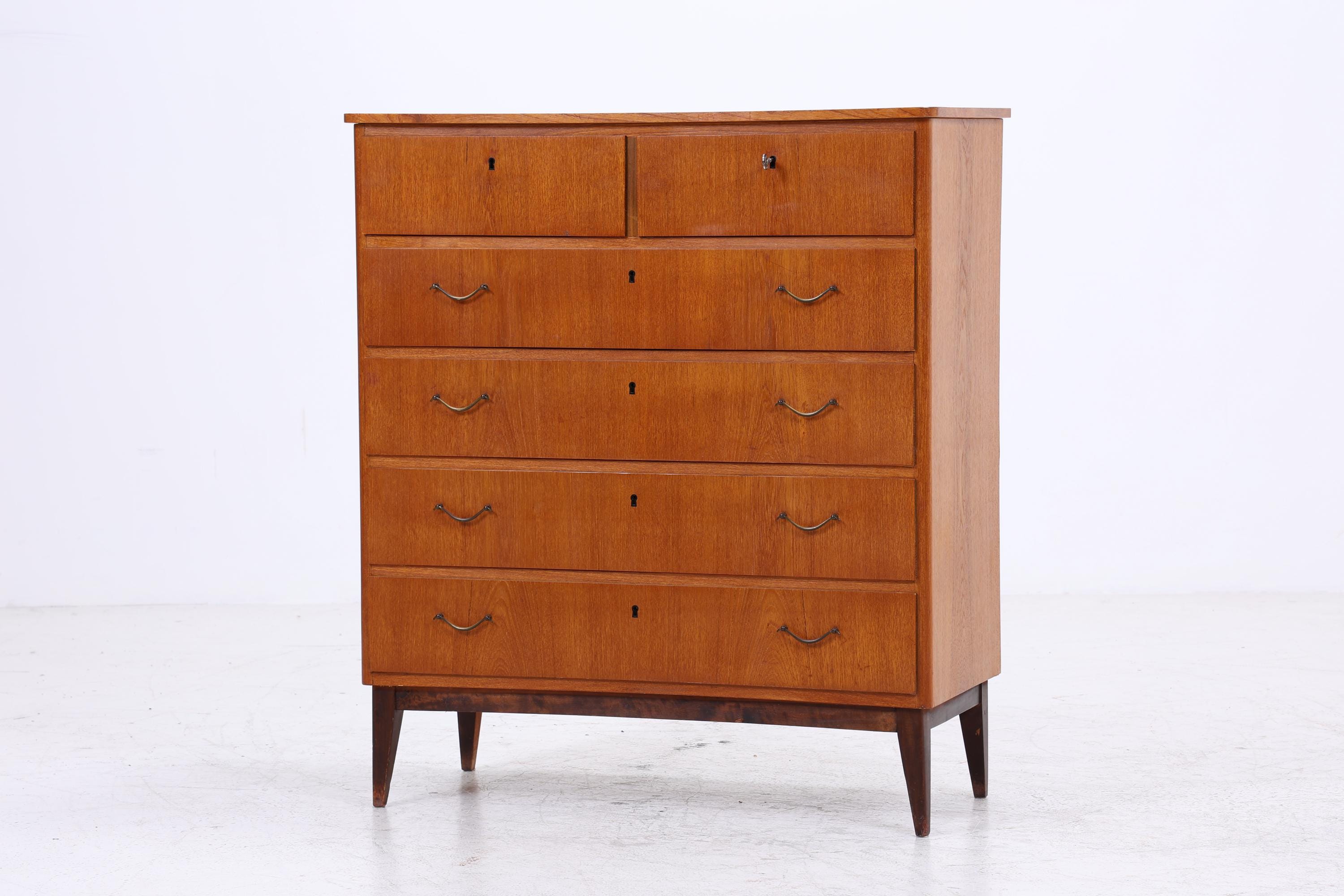 Vintage Teak Kommode | Mid Century Schubladen Schrank Holz Aufbewahrung 60er 70er