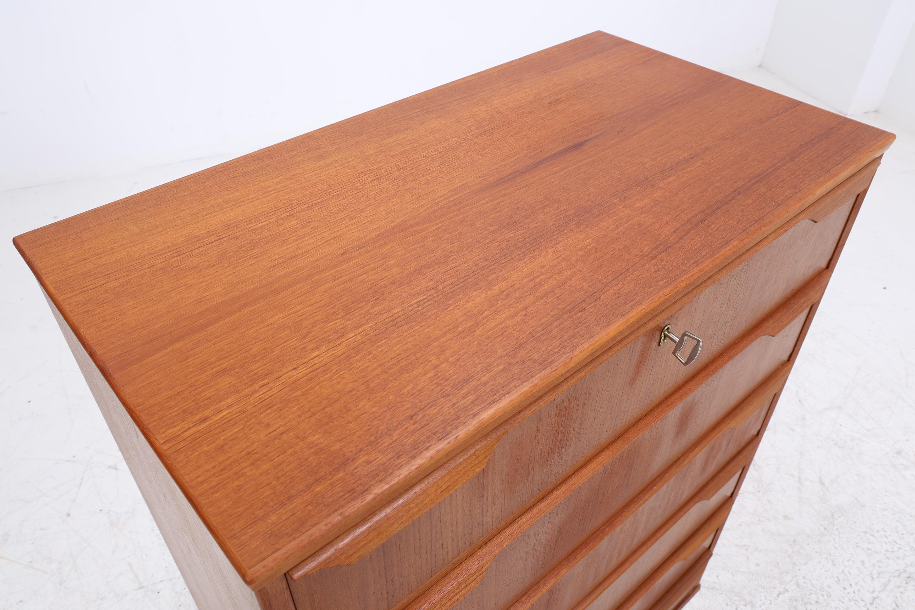 Vintage Teak Kommode | Mid Century Tallboy Schubladen Schrank Holz Aufbewahrung 60er 70er
