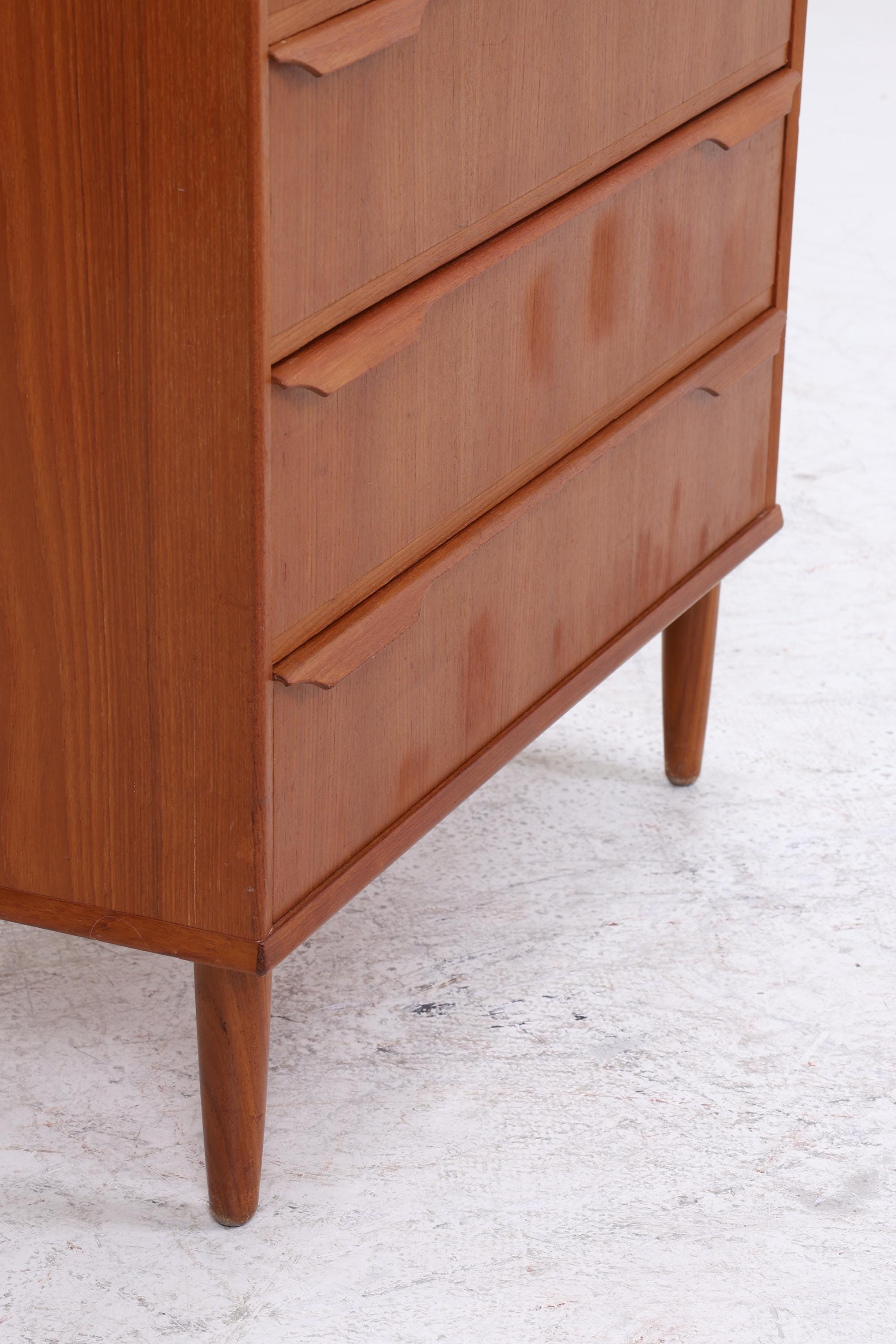 Vintage Teak Kommode | Mid Century Tallboy Schubladen Schrank Holz Aufbewahrung 60er 70er