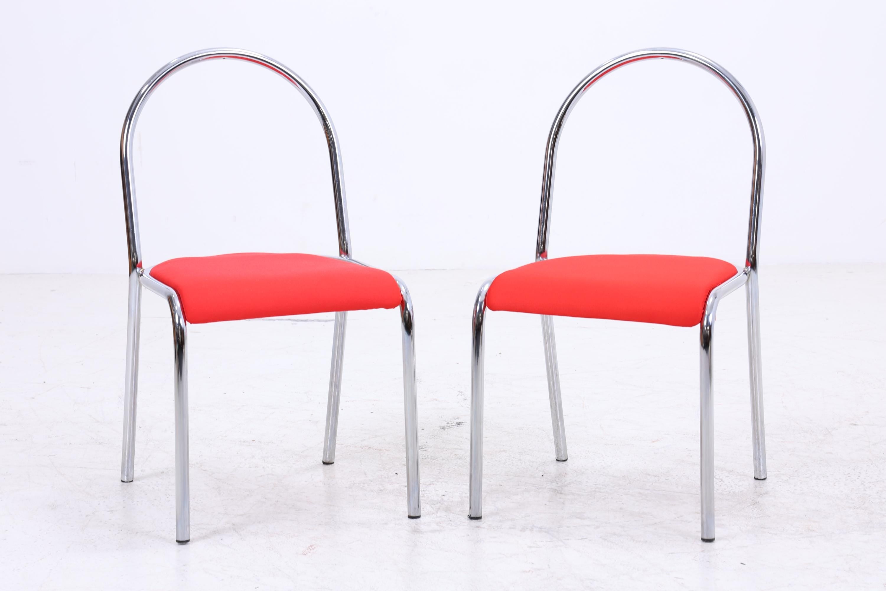 2er Set Chrom Stühle | Mid Century Designklassiker | Vintage Stuhl | Retro Stuhl
