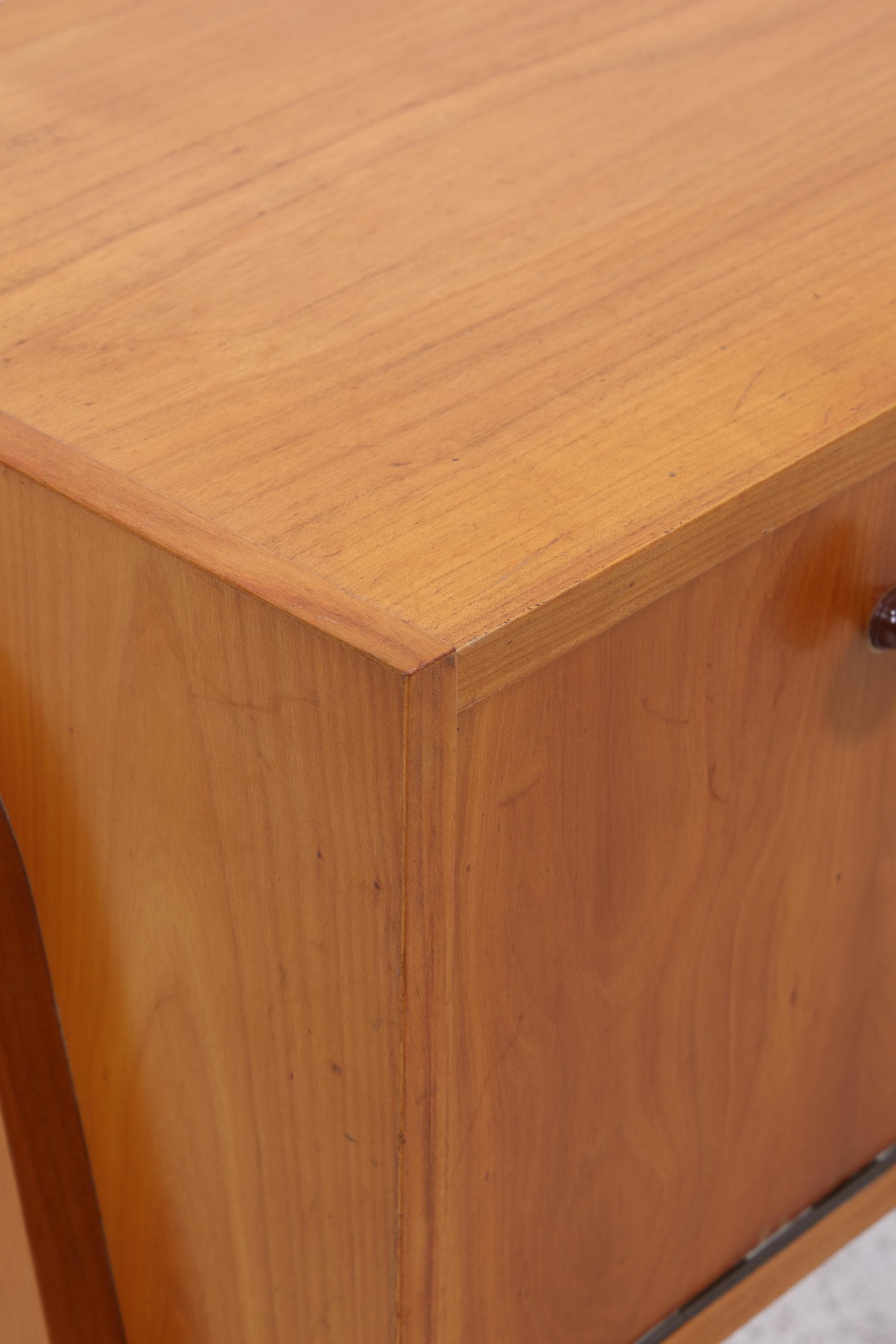 Vintage Teak Nachttisch mit Klappe & Schubladen | Mid Century Mini Kommode 1960er