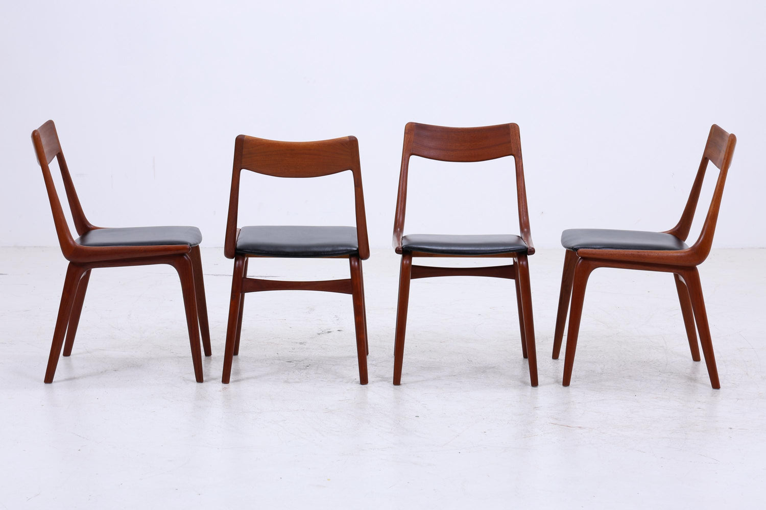 4er Set Modell 370 Boomerang Stühle aus Teak von Alfred Christensen für Slagelse | Mid Century Danish Design Stuhl