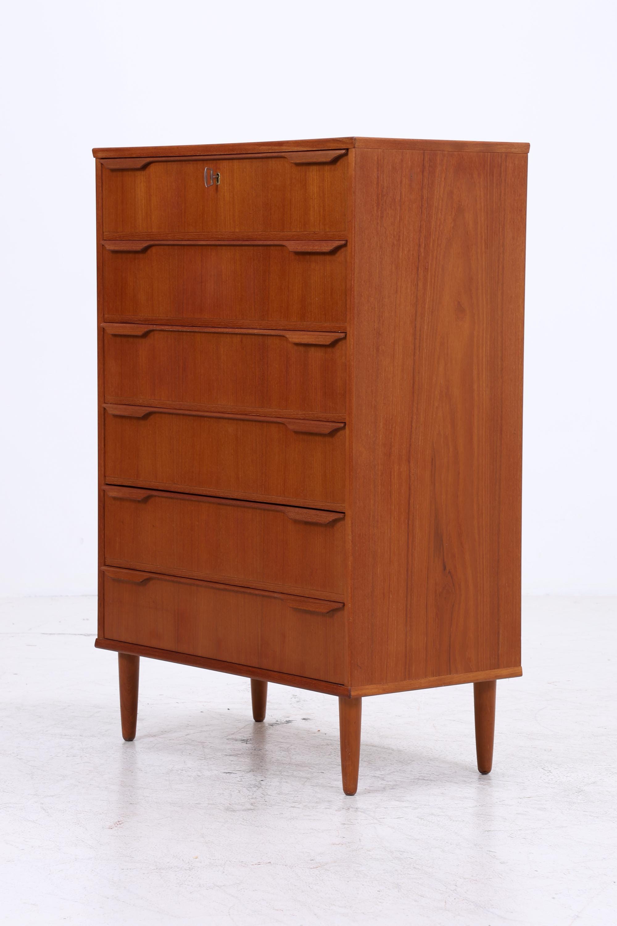 Vintage Teak Kommode | Mid Century Tallboy Schubladen Schrank Holz Aufbewahrung 60er 70er