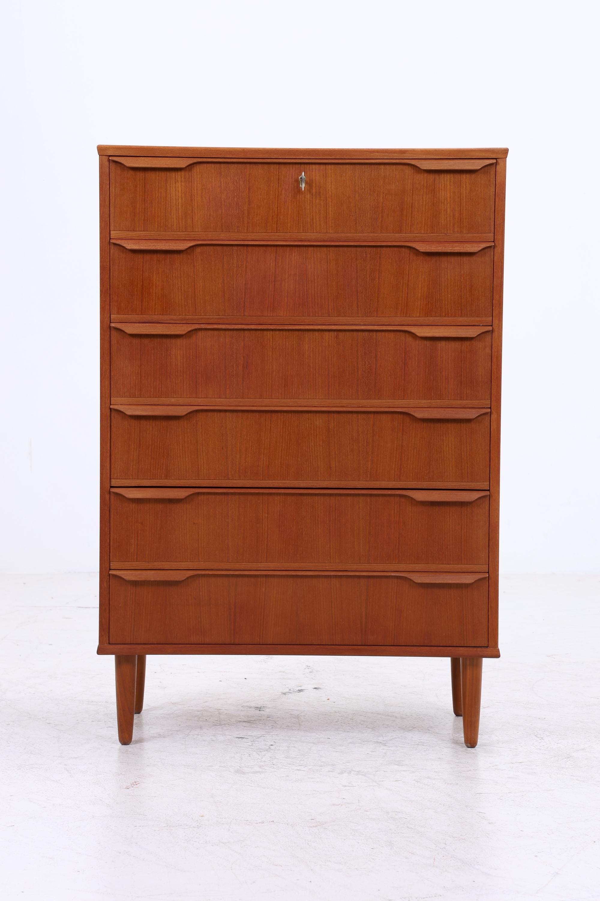 Vintage Teak Kommode | Mid Century Tallboy Schubladen Schrank Holz Aufbewahrung 60er 70er