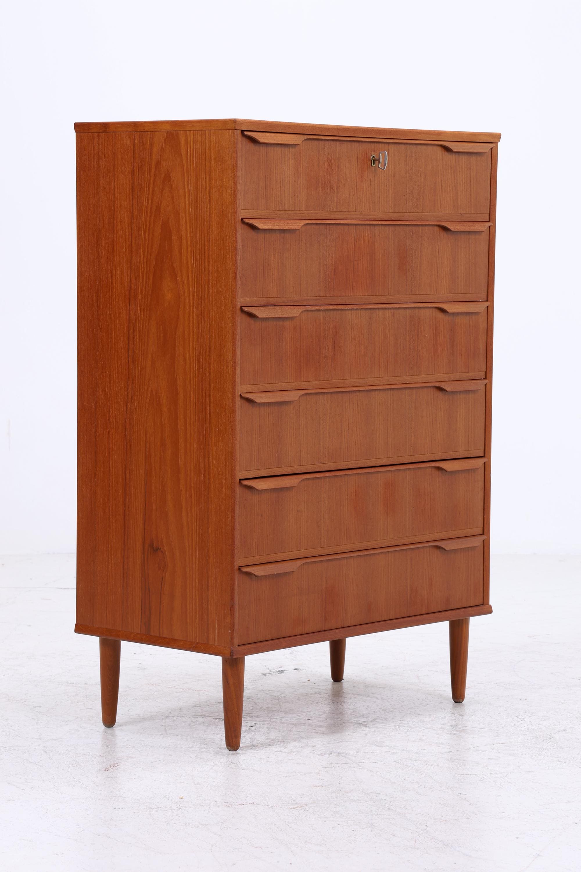 Vintage Teak Kommode | Mid Century Tallboy Schubladen Schrank Holz Aufbewahrung 60er 70er