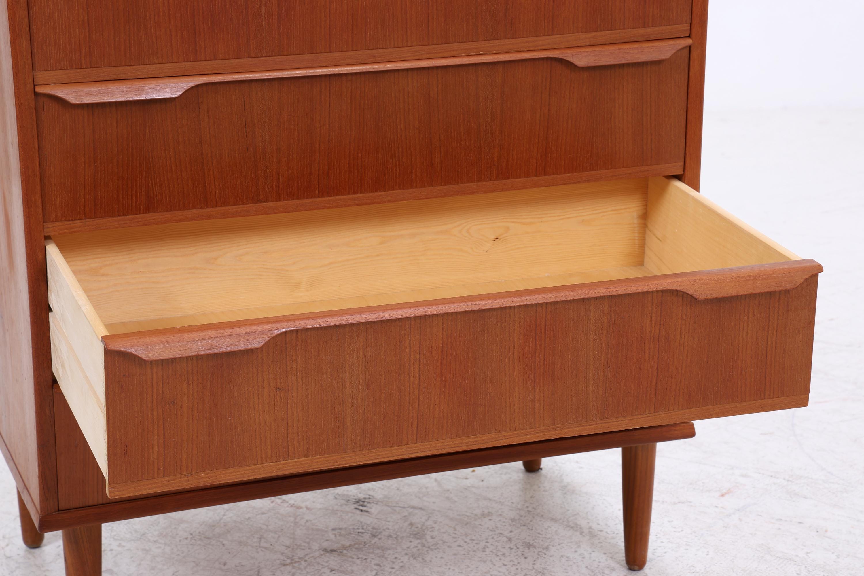 Vintage Teak Kommode | Mid Century Tallboy Schubladen Schrank Holz Aufbewahrung 60er 70er
