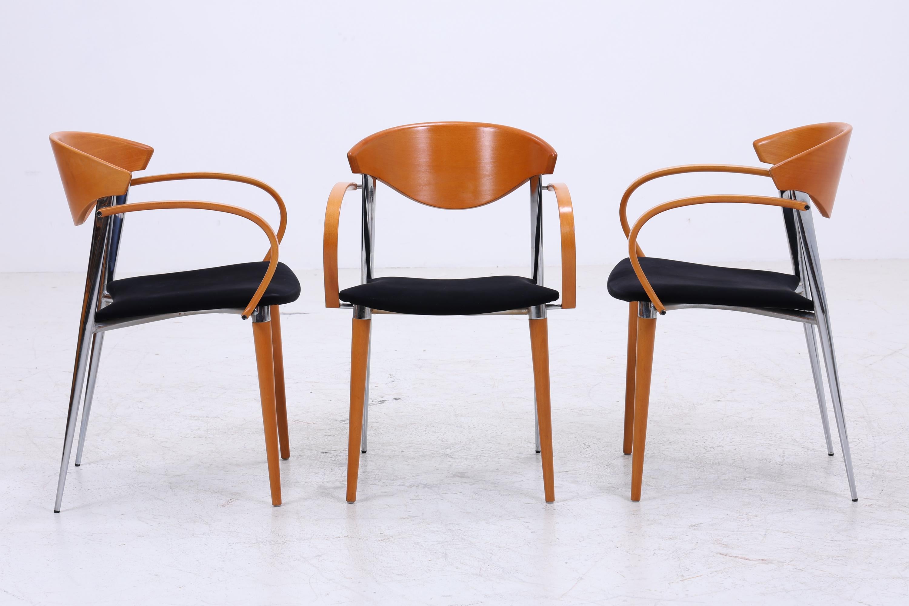 3er Set Spanische Vintage Stühle von Paco Capdell | 1980er Jahre Stuhl