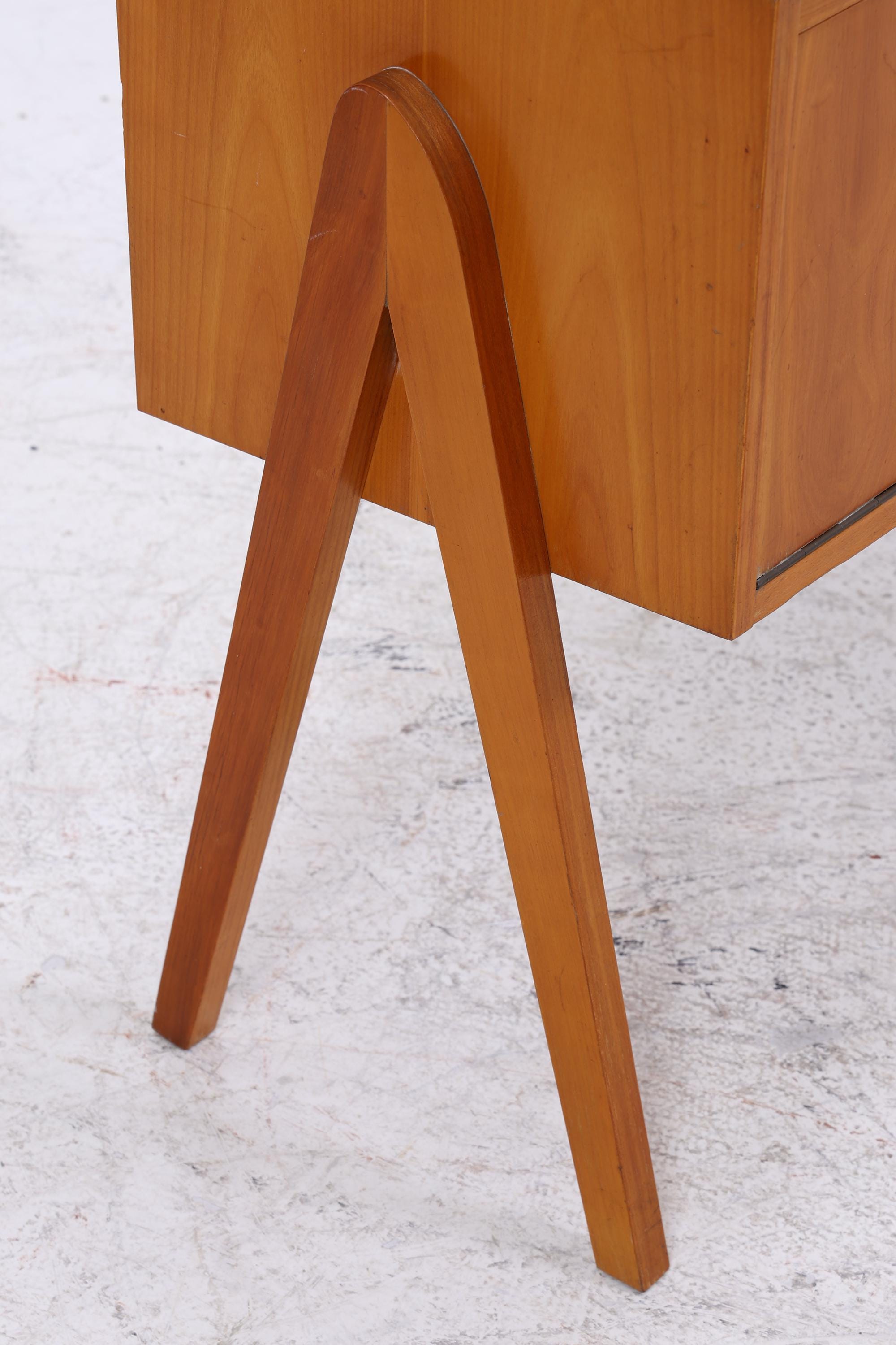 Vintage Teak Nachttisch mit Klappe & Schubladen | Mid Century Mini Kommode 1960er