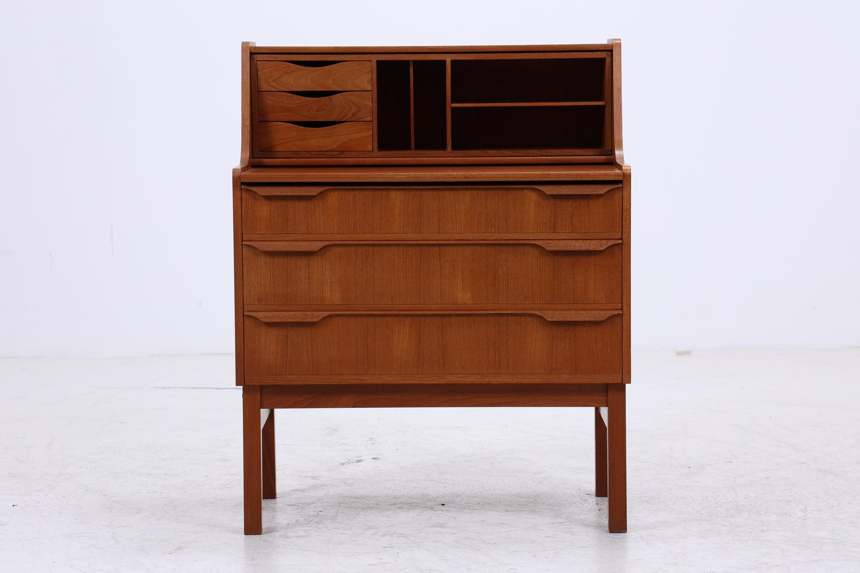 Vintage Teak Sekretär 60er Jahre | Mid Century Schrank Arbeitstisch Retro Holz Aufbewahrung Frisierkommode