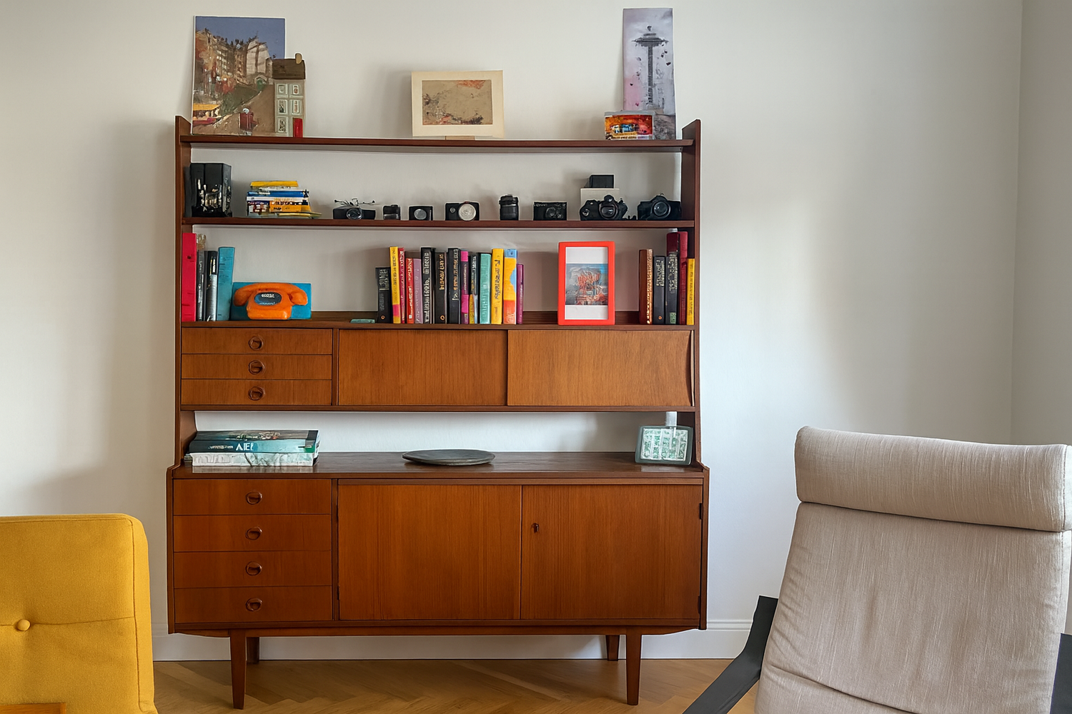 Vintage Bücherregal im Mid Century Design, 60er Jahre