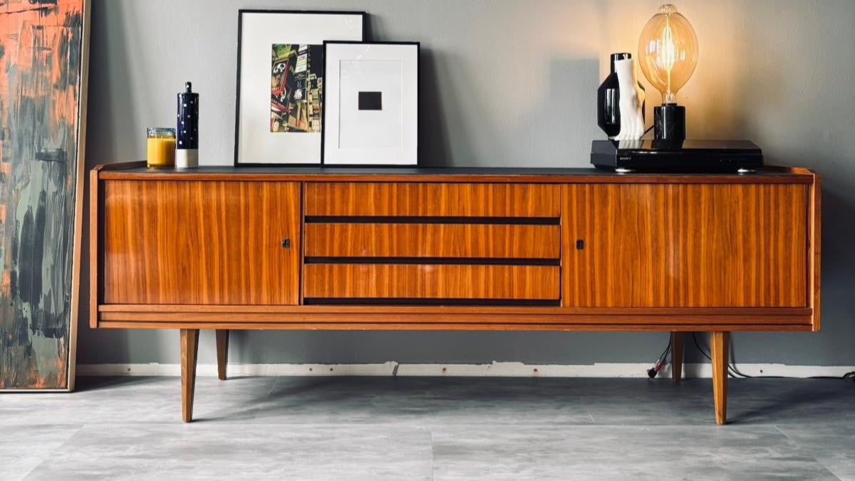 Vintage Mid Century Sideboard Kommode Schrank Teak Nussbaum Palisander Retro Space Age