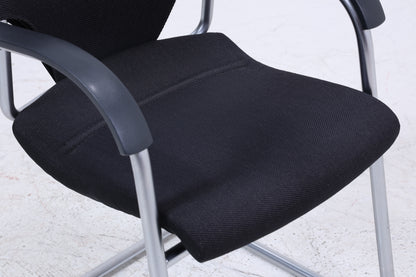 Vintage Wilkhahn Modus 277/71 Freischwinger - 70er Jahre Konferenzstühle in Schwarz Meliert - Mid Century Büro Sessel mit Armlehne