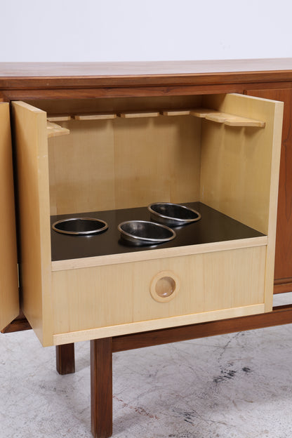 Vintage 60er Sideboard Nussbaum mit Barfach | Mid Century Highboard Anrichte
