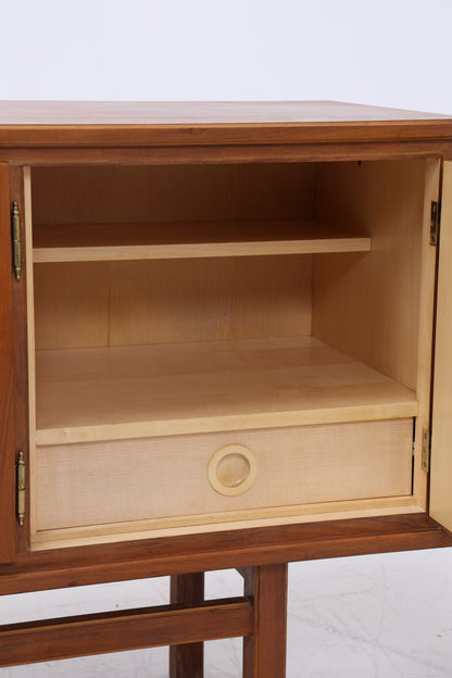 Vintage 60er Sideboard Nussbaum mit Barfach | Mid Century Highboard Anrichte