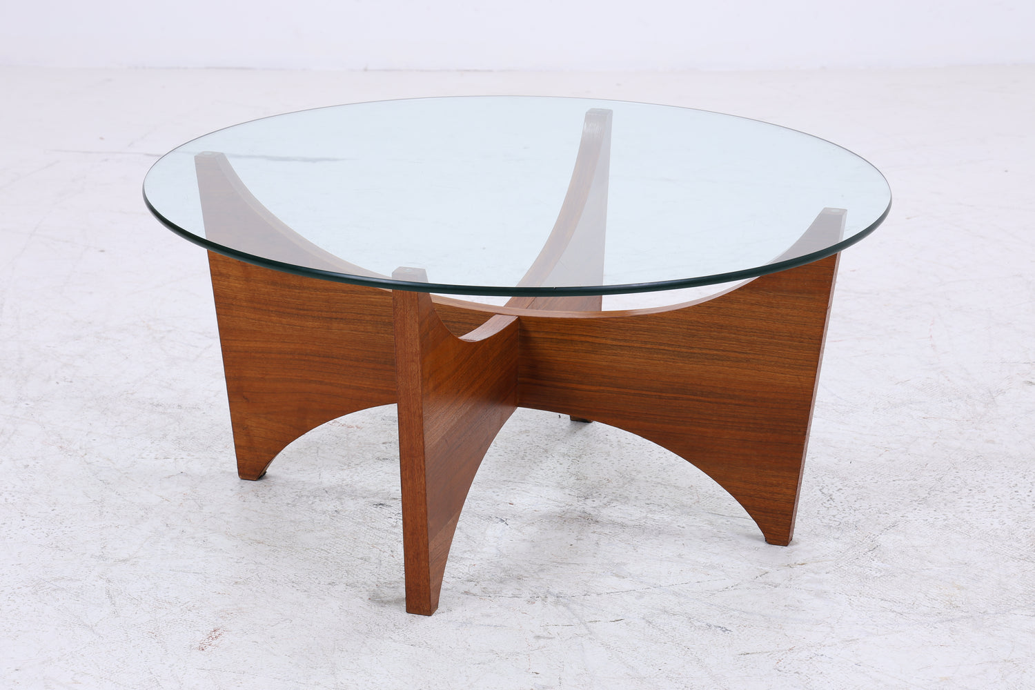 Vintage Couchtisch Glas | Mid Century Coffee Table | 60er Jahre Design | Teak Holz Tisch