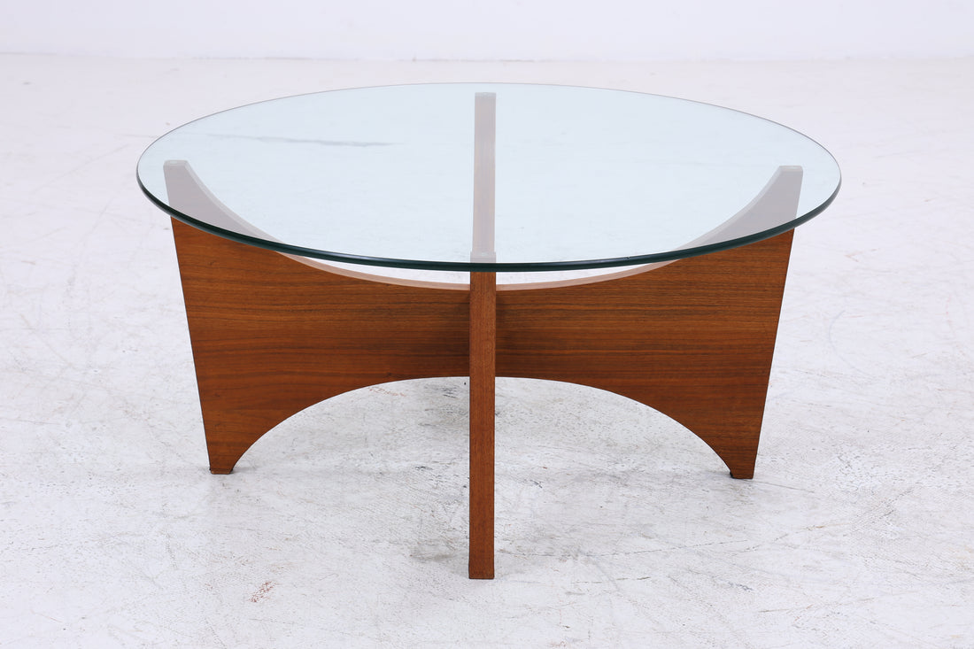 Vintage Couchtisch Glas | Mid Century Coffee Table | 60er Jahre Design | Teak Holz Tisch