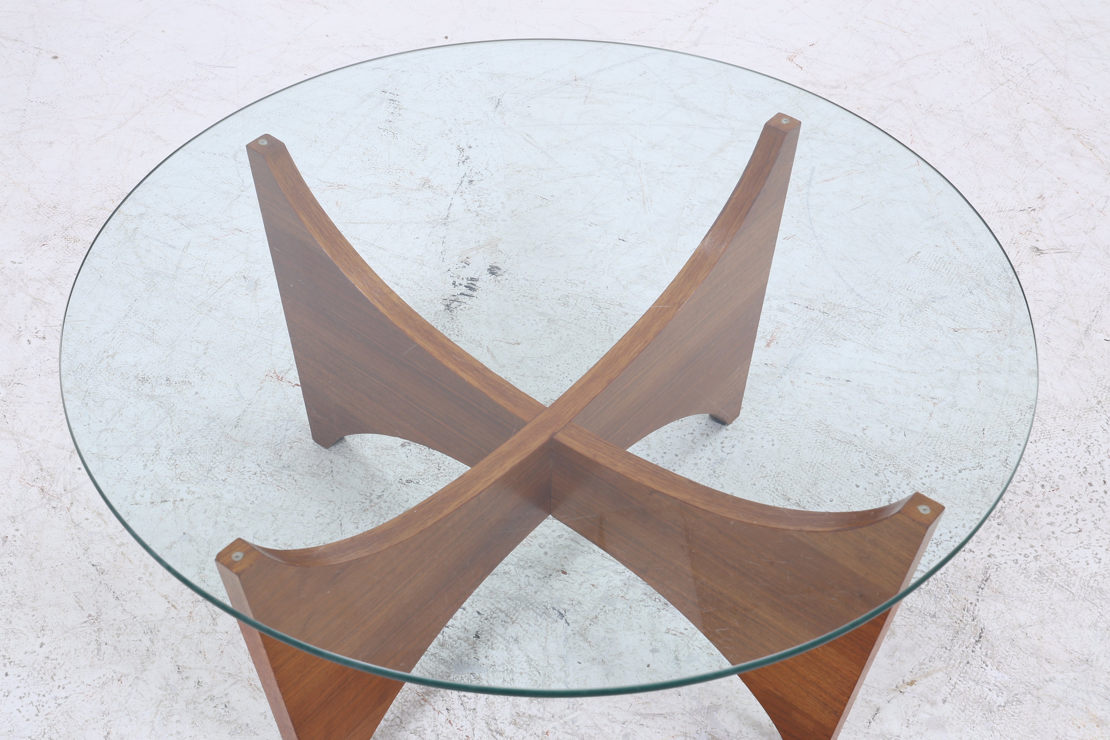 Vintage Couchtisch Glas | Mid Century Coffee Table | 60er Jahre Design | Teak Holz Tisch