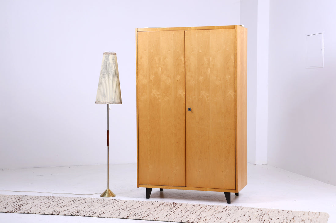 Bright vintage wardrobe | Mid Century linen cupboard | 60s cupboard | with clothes rail &amp;amp; compartments 1|2