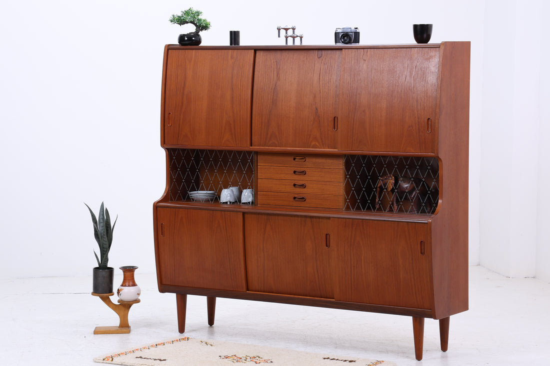 Dänisches Highboard aus Teakholz von Poul M. Jessen, Viby Denmark – Mid Century Danish Design 1960s Vintage Sideboard