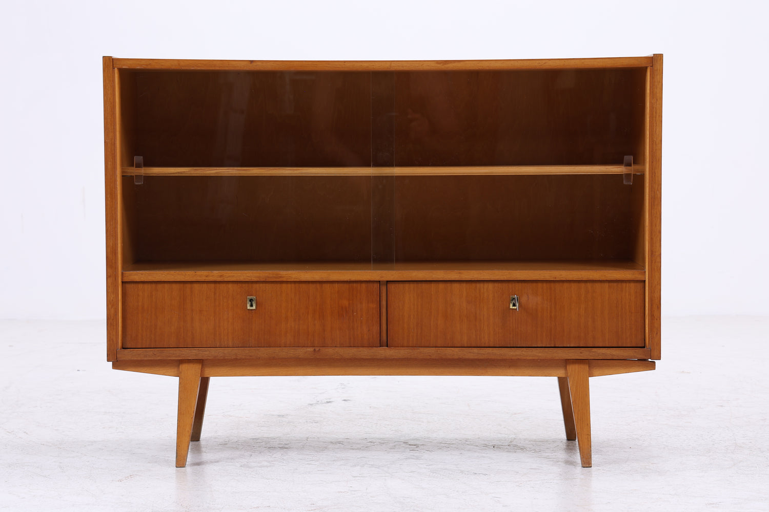 Vintage Kommode mit Glasschiebetüren | Mid Century Vitrine | 60er Jahre