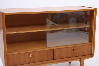 Vintage Kommode mit Glasschiebetüren | Mid Century Vitrine | 60er Jahre