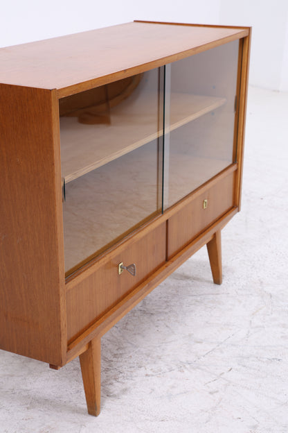 Vintage Kommode mit Glasschiebetüren | Mid Century Vitrine | 60er Jahre