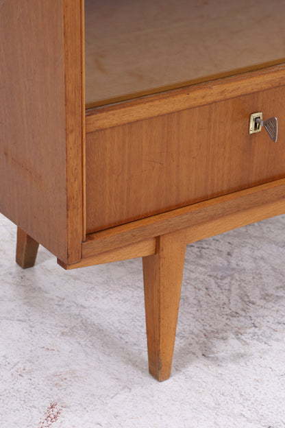 Vintage Kommode mit Glasschiebetüren | Mid Century Vitrine | 60er Jahre