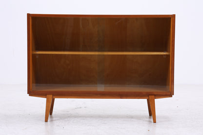 Vintage Nussbaum Vitrine | Mid Century Kommode mit Glasschiebetüren | 60er Jahre