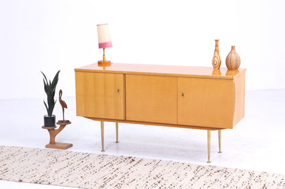 Vintage Kommode 60er Jahre | Mid Century TV Board Hochglanz Sideboard Retro | mit diversen Fächern | Aufbewahrung Holz