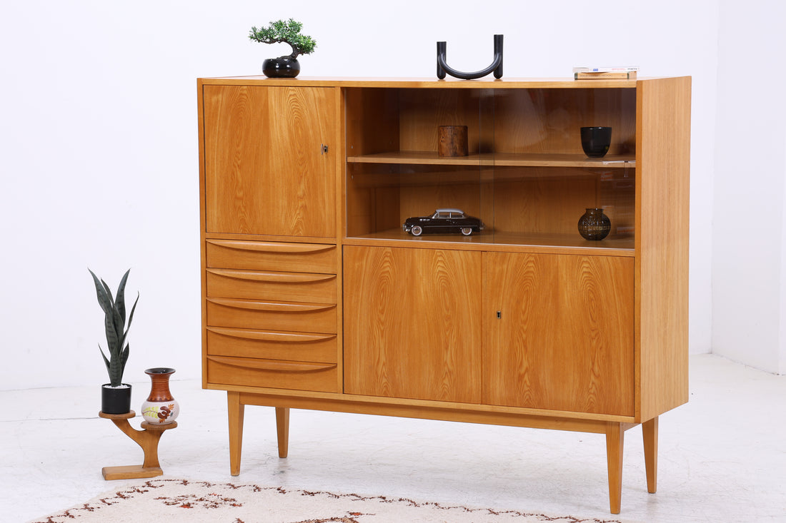Vintage Highboard 602 von Franz Ehrlich | Hellerau Vitrine | Mid Century Schrank