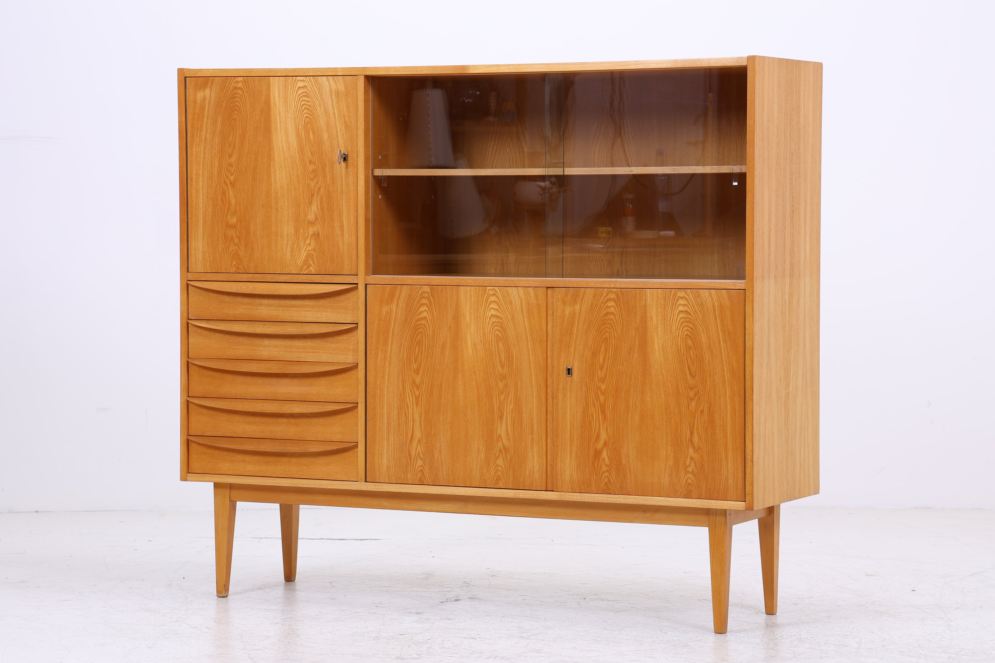 Vintage Highboard 602 von Franz Ehrlich | Hellerau Vitrine | Mid Century Schrank