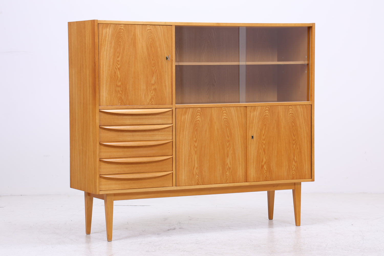 Vintage Highboard 602 von Franz Ehrlich | Hellerau Vitrine | Mid Century Schrank