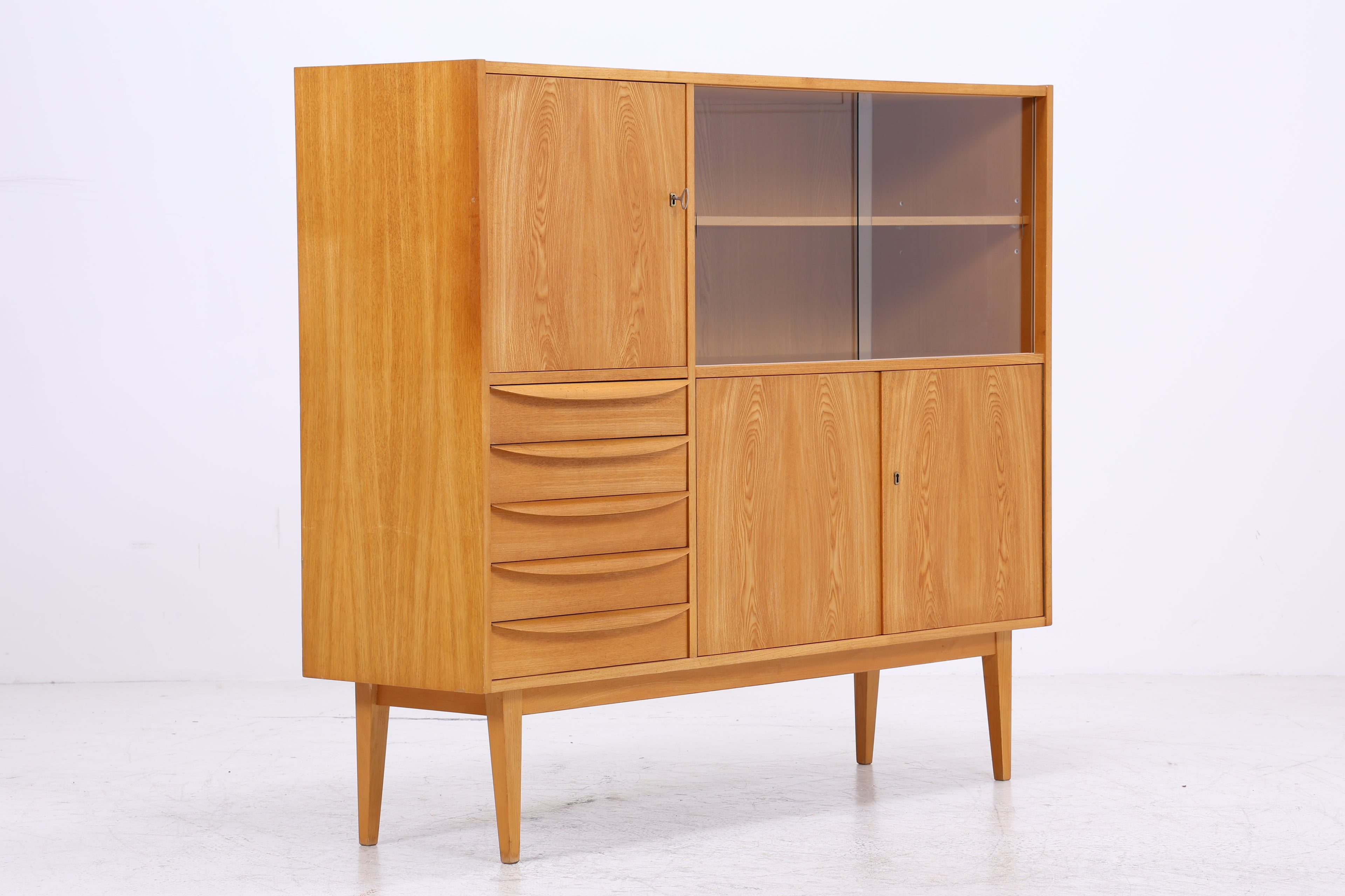 Vintage Highboard 602 von Franz Ehrlich | Hellerau Vitrine | Mid Century Schrank