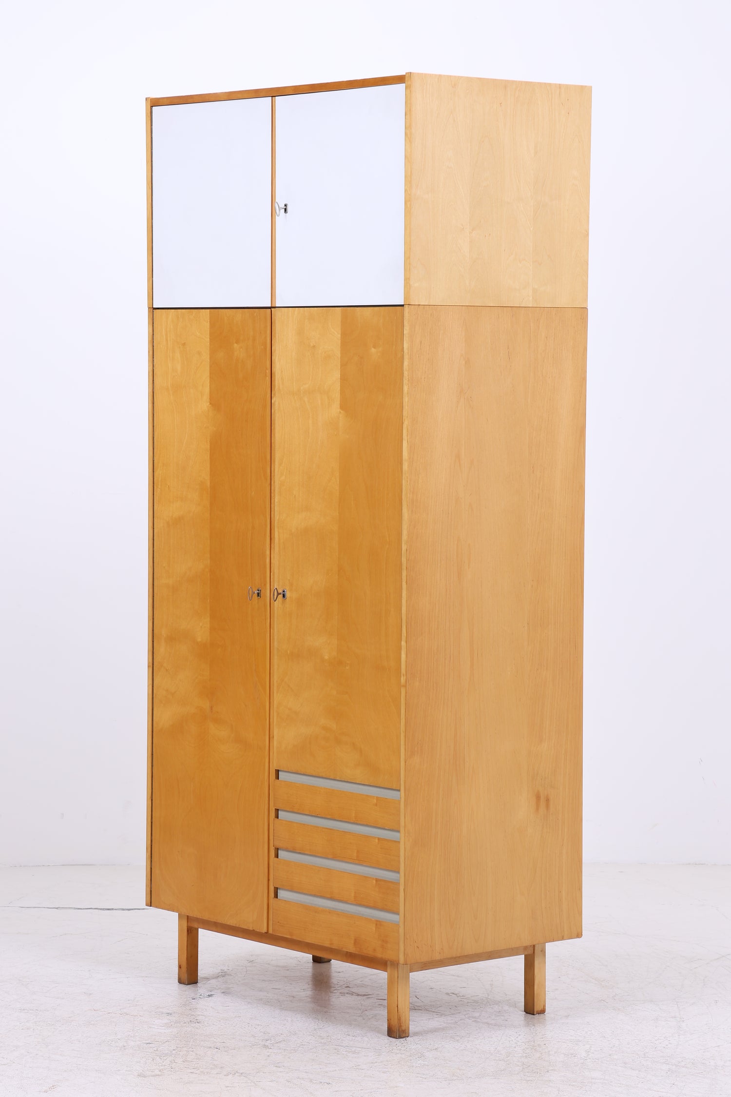 Vintage Hellerau Kleiderschrank | Birke | DDR Design Wäscheschrank | 1964
