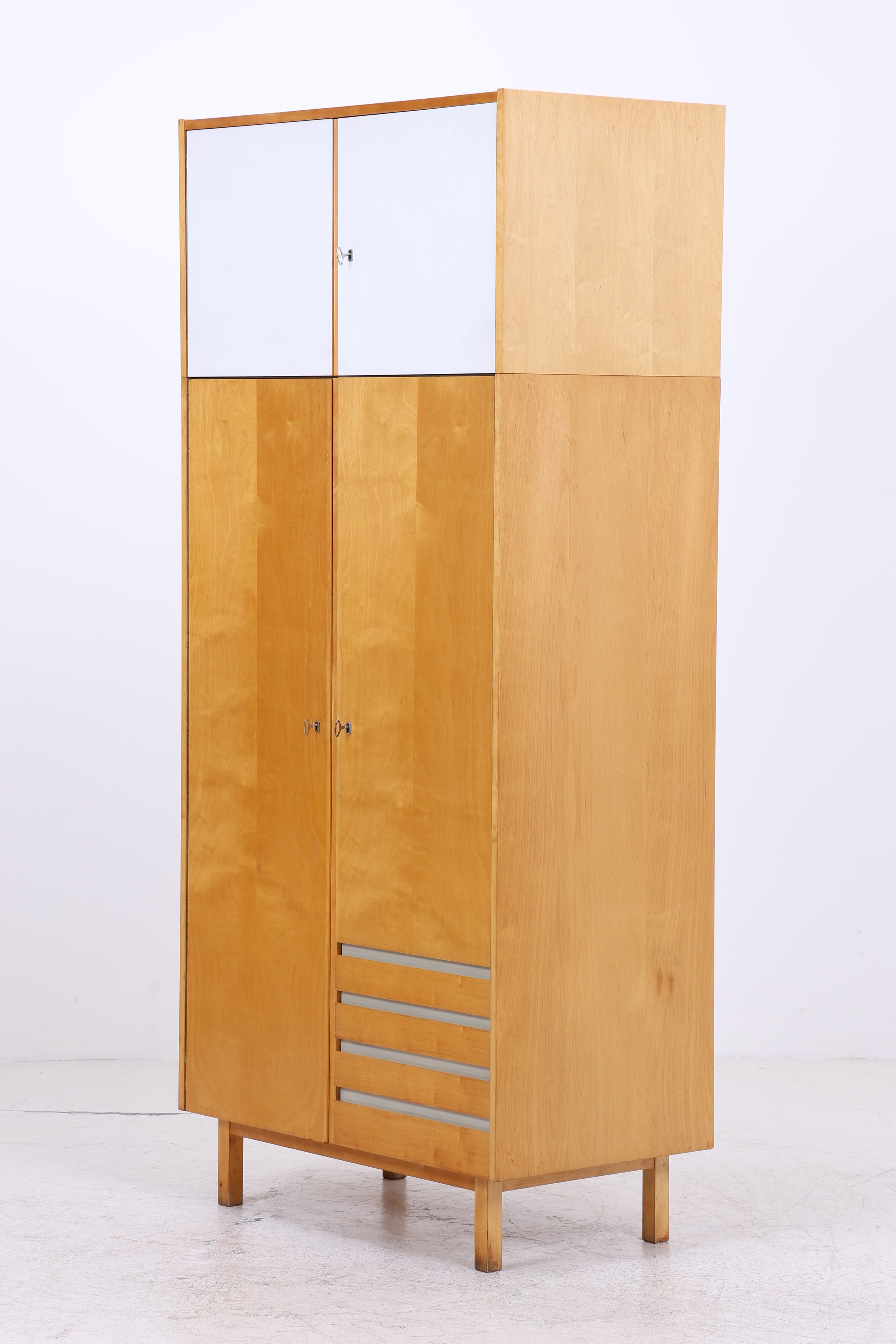 Vintage Hellerau Kleiderschrank | Birke | DDR Design Wäscheschrank | 1964