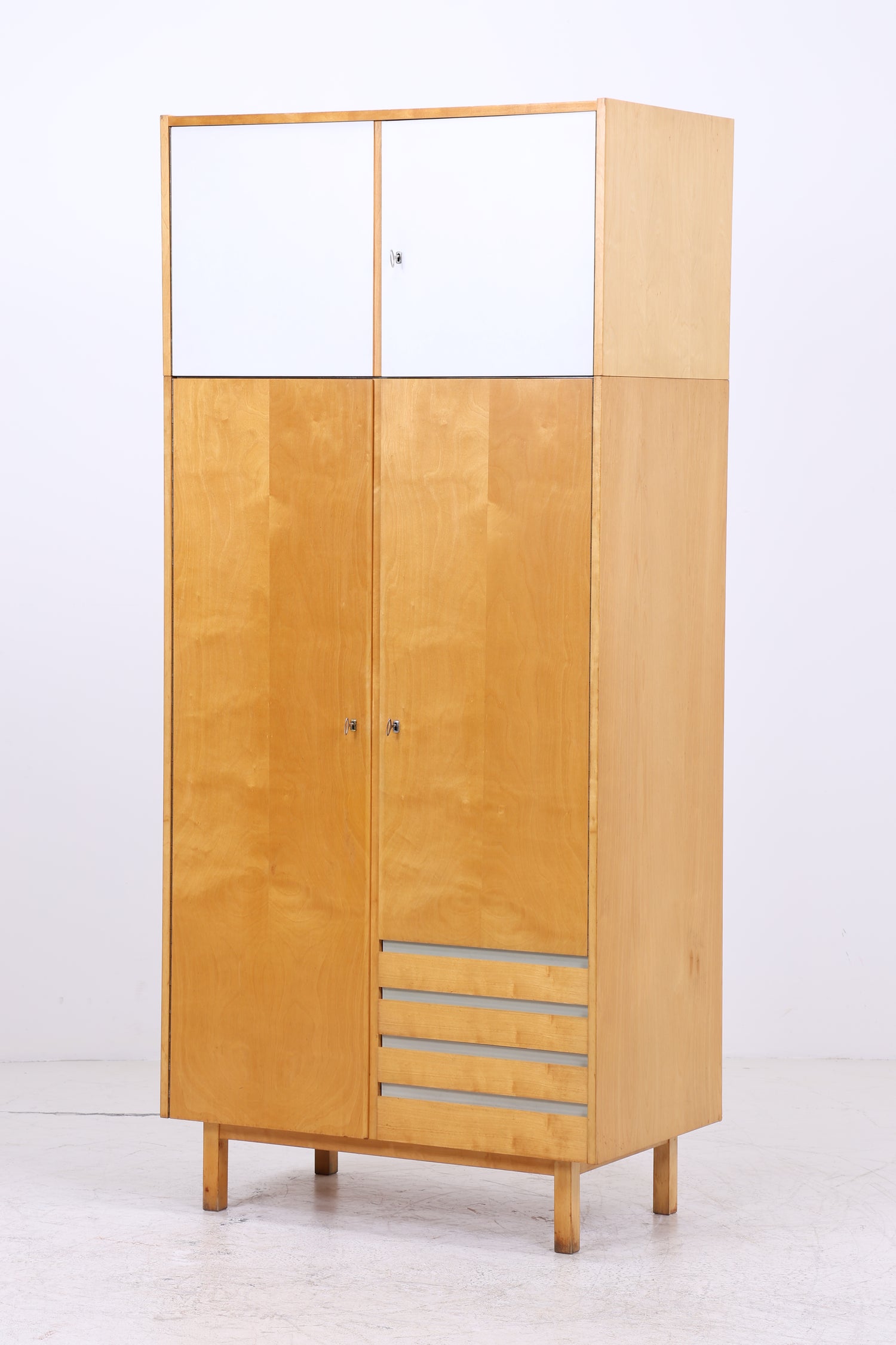 Vintage Hellerau Kleiderschrank | Birke | DDR Design Wäscheschrank | 1964