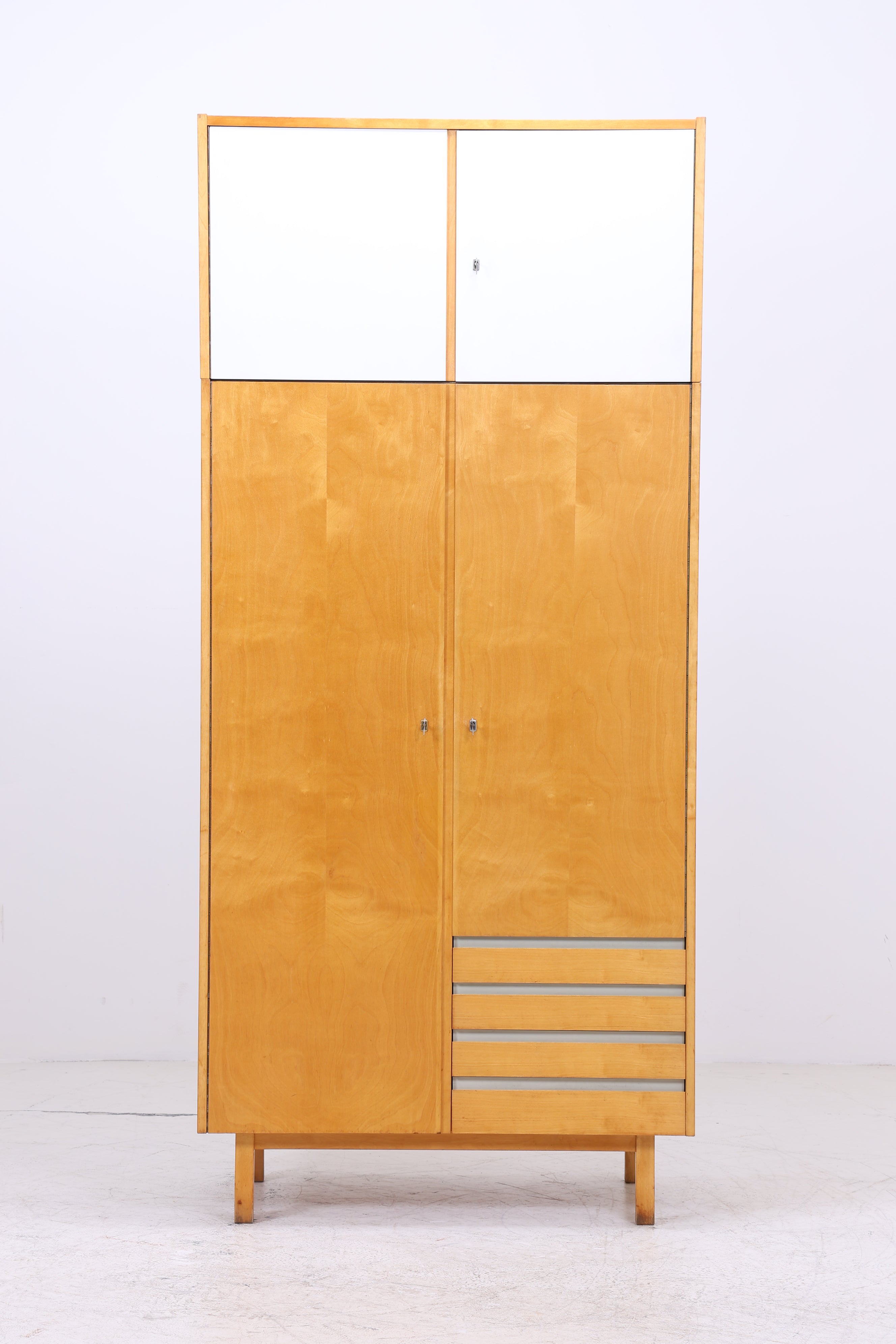 Vintage Hellerau Kleiderschrank | Birke | DDR Design Wäscheschrank | 1964
